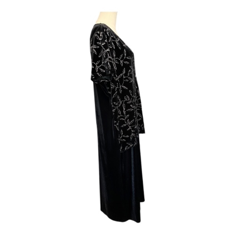 ✨ EUC KATHIE LEE COLLECTION Black Silver Metallic Velour Dress | Sz XL - Picture 9 of 12